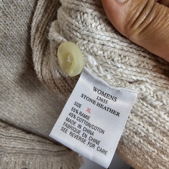 Woolrich Stone Heather Cotton/Ramie Button Front Knit Vest Size XL - Picture 6 of 8